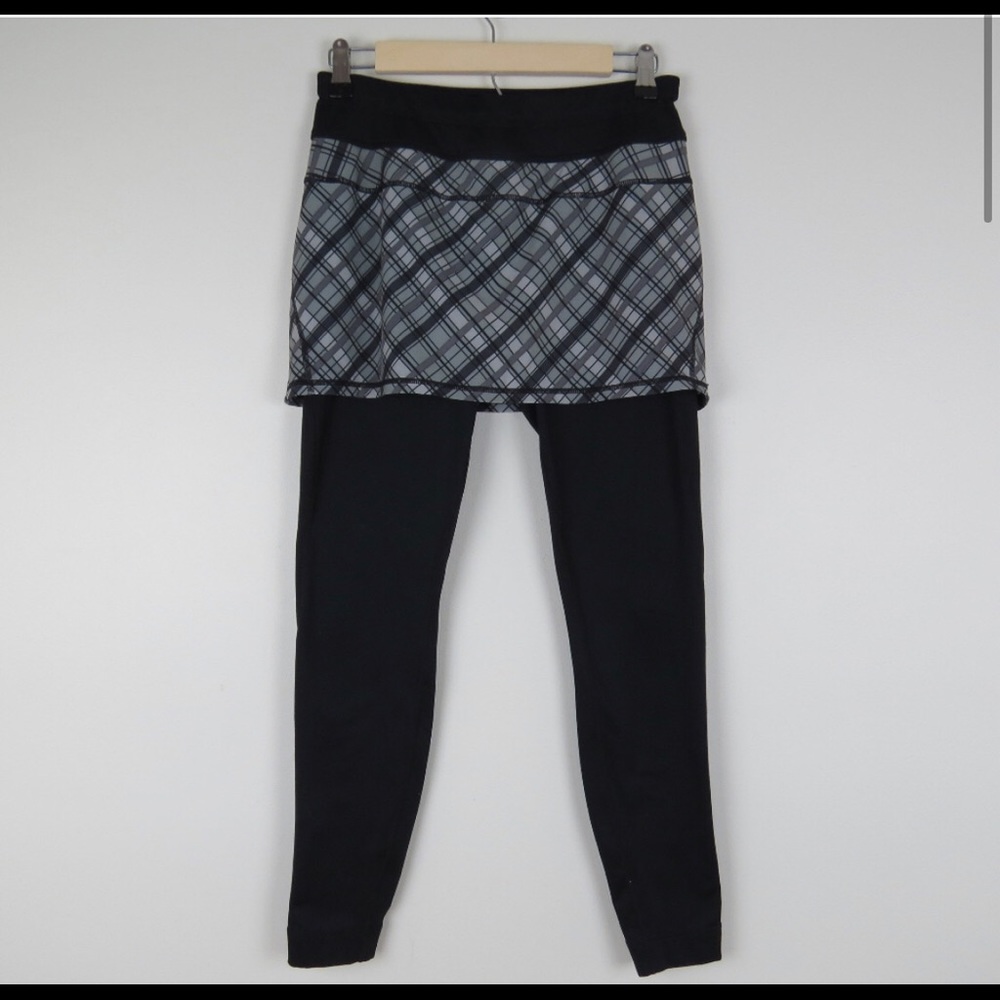 Athleta | 2 in 1 Plaid Skirted Leggings